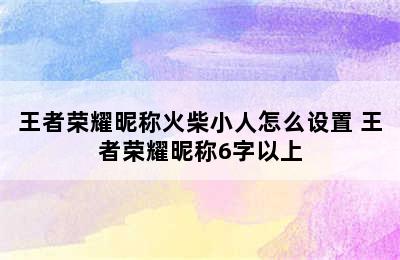 王者荣耀昵称火柴小人怎么设置 王者荣耀昵称6字以上